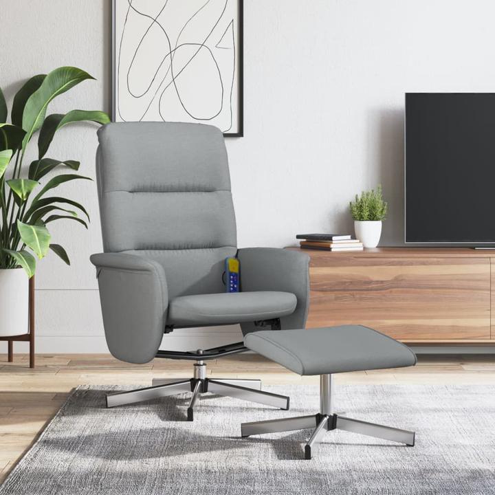 Actual product image vidaXL Massage chair with footstool light grey fabric,colour