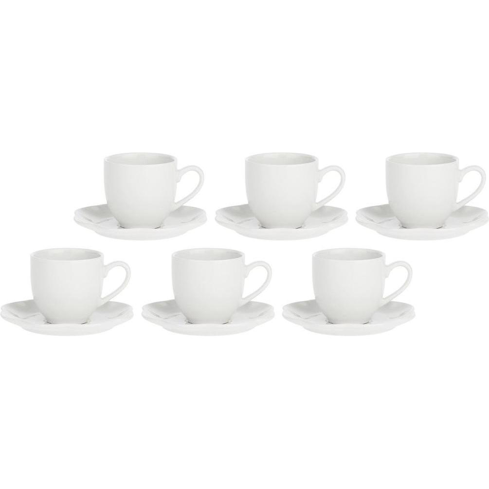 La Porcellana Bianca, Tasse, Set mit 6 Kaffeetassen mit Untertasse Villadeifiori - Weiss 85 ml (85 ml, 6 x)
