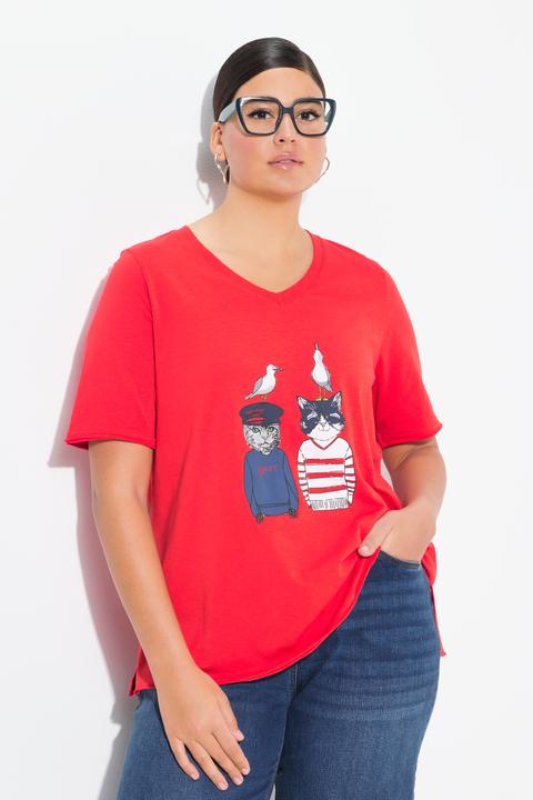 Produktbild Ulla Popken T-Shirt, Katzen, A-Linie, V-Ausschnitt, Halbarm (58)