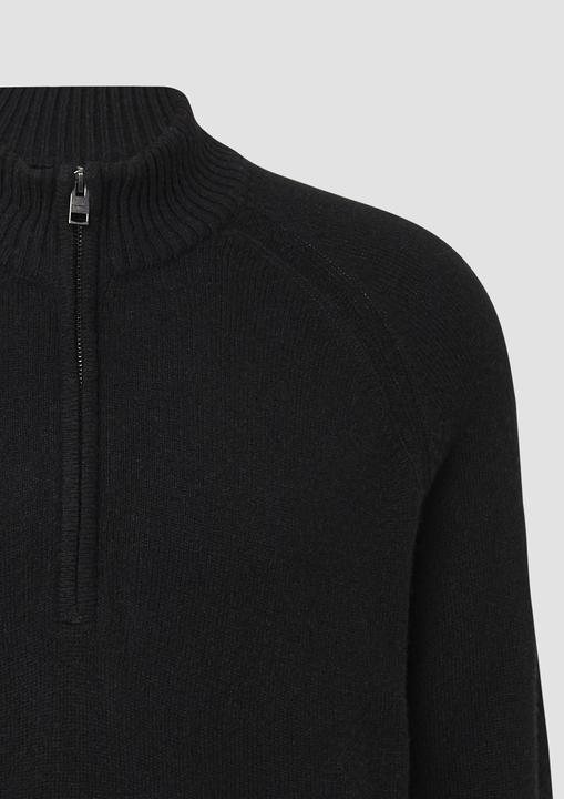 Produktbild s.Oliver Strickpullover Strickpullover aus reiner Wolle mit Troyer-Kragen (L)