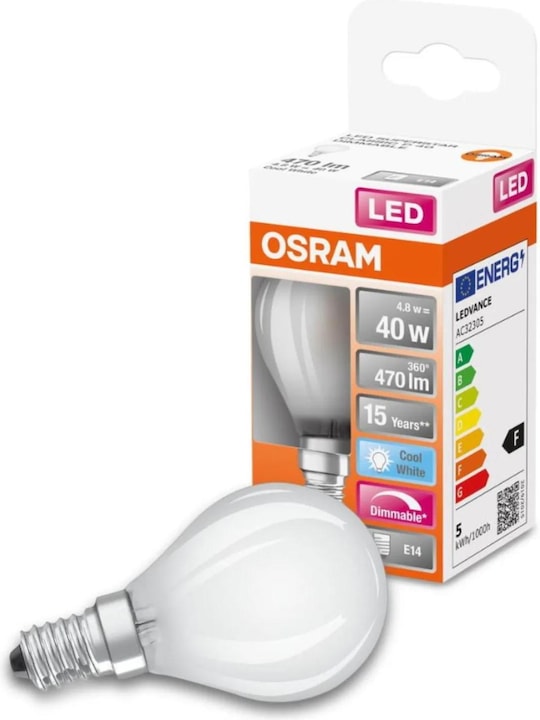 Produktbild Osram Led Retrofit Classic P (E14, 4.80 W, 470 lm, 1 x, F)