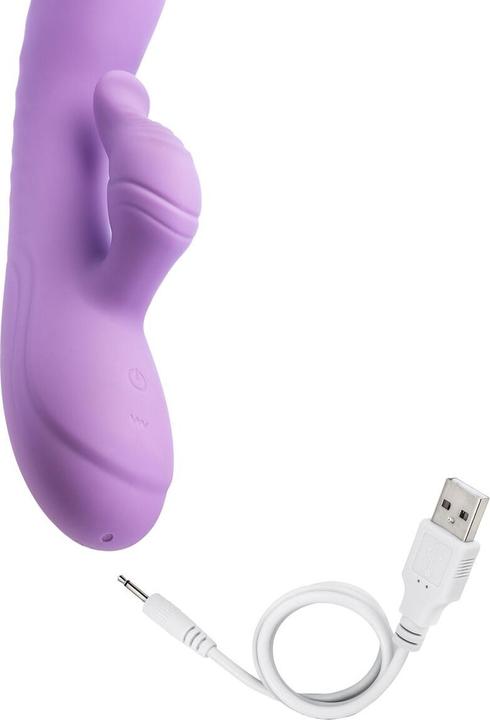 Actual product image Blush Evelyn - 8 Inch Liquid Silicone Quiet G-Spot Rabbit Vibrator With Clitoral Stimulator - 10 Mod
