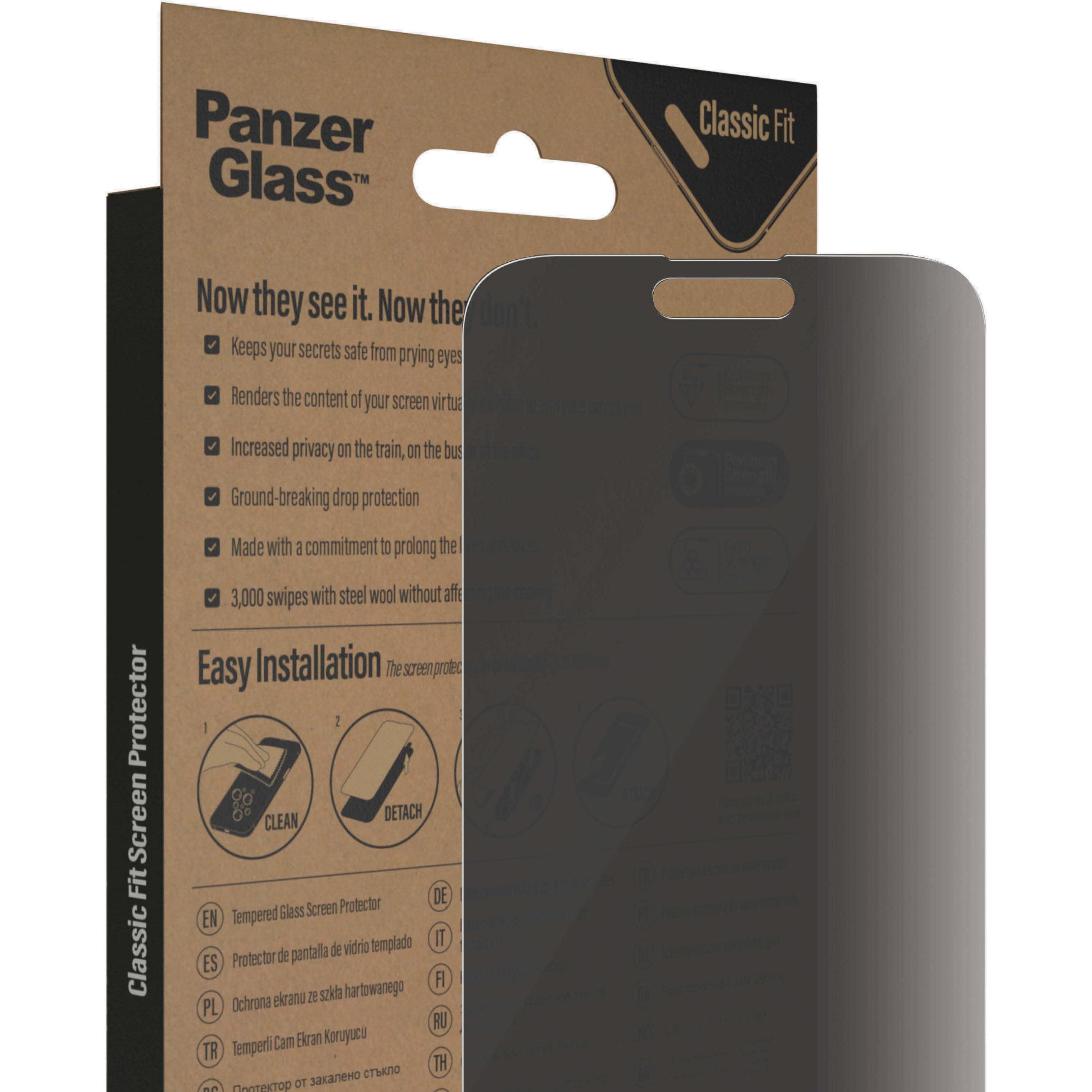 Thumbnail - PanzerGlass Classic Fit Privacy (1 Stück, Apple iPhone 14 Pro Max), Smartphone Schutzfolie, Transparent