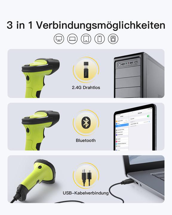 Actual product image Inateck Barcodescanner 72 green (BCST-72 green) (1D barcodes, 2D barcodes)