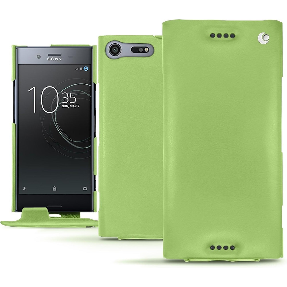 Noreve Lederschutzhülle vertikal (Sony Xperia XZ Premium), Smartphone Hülle, Grün