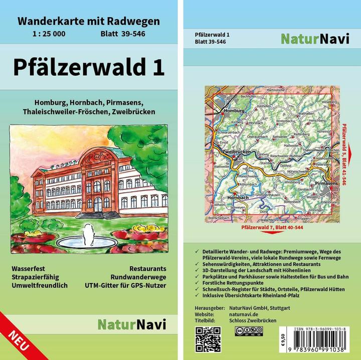 Actual product image NaturNavi hiking map Palatinate Forest 1