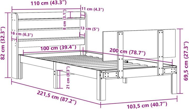 Actual product image vidaXL Bettgestell (100 x 200 cm)