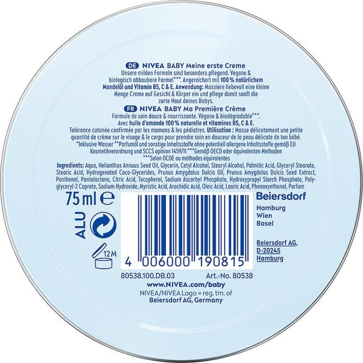 Nutritional values and ingredients NIVEA Meine Erste Creme