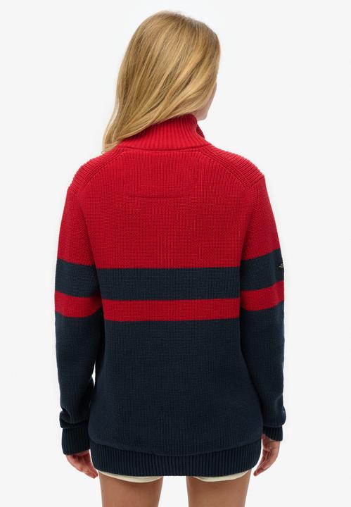 Produktbild Superdry Klassischer Oversized Half-Zip Baumwollpullover mit Streifen (XL)