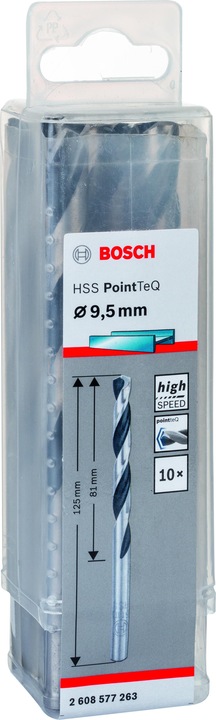 Produktbild Bosch Professional Zubehör Metallspiralbohrer HSS PointTeQ, DIN 338, 9,5 mm, 10er-Pack (9.5 mm)
