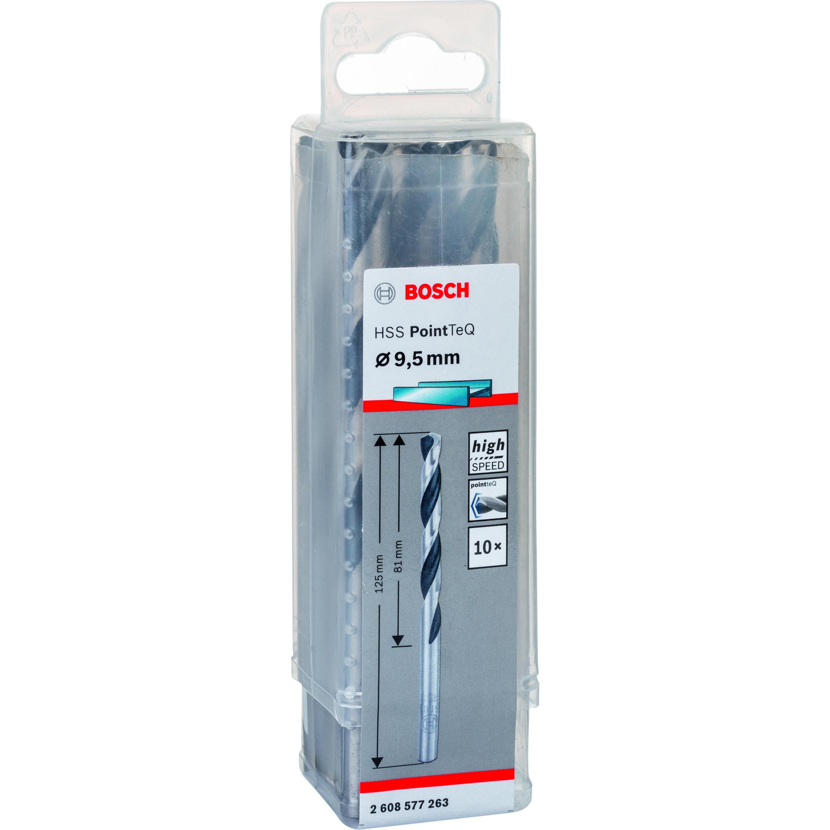 Thumbnail - Bosch Professional Zubehör, Bohrereinsatz, Metallspiralbohrer HSS PointTeQ, DIN 338, 9,5 mm, 10er-Pack (9.5 mm)