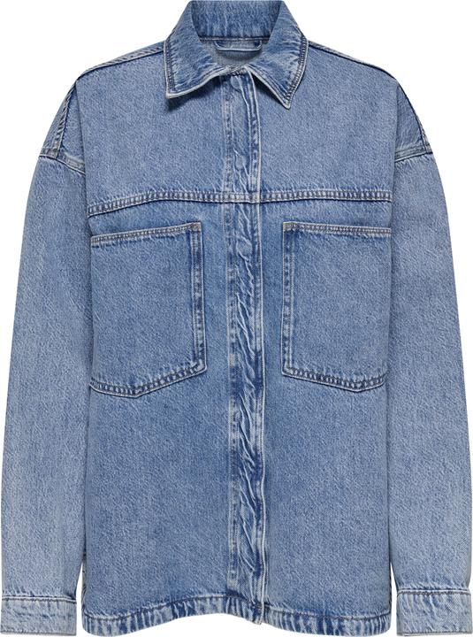 Produktbild Only Normal geschnitten Hemdkragen Ärmelbündchen mit Knopf Tief angesetzte Schulter Jeanshemd Jeanshemd (L)