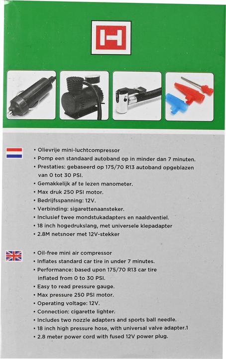 Immagine prodotto ProPlus Compressore 12v 280 psi + accessori (19.31 bar)