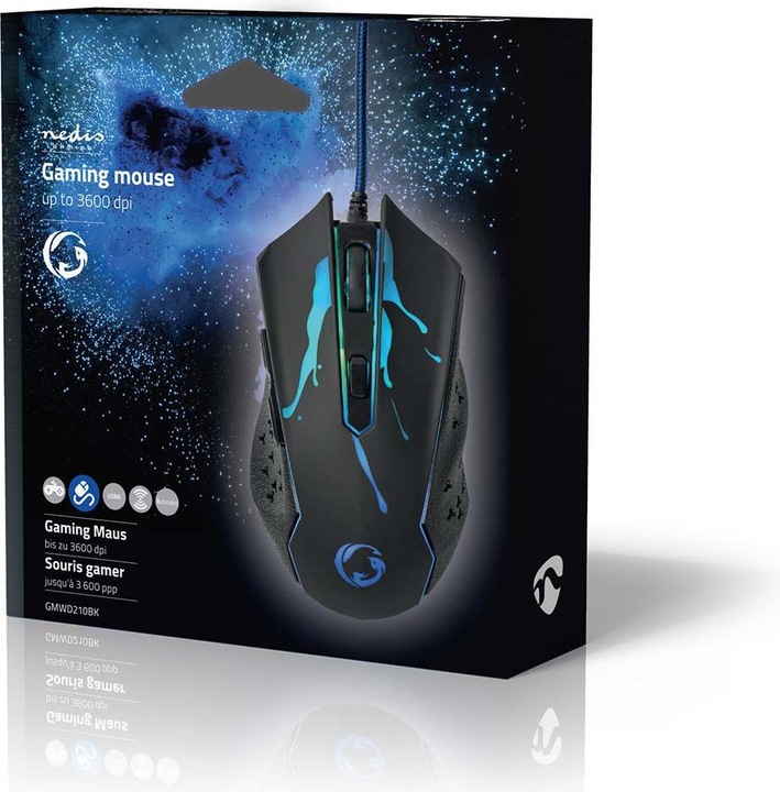 Produktbild Nedis Gaming Mouse | Verdrahtet | 1200 / 1800 / 2400 / 3600 dpi | Einstellbar DPI | Anzahl Knöpfe: 6 (Kabelgebunden)