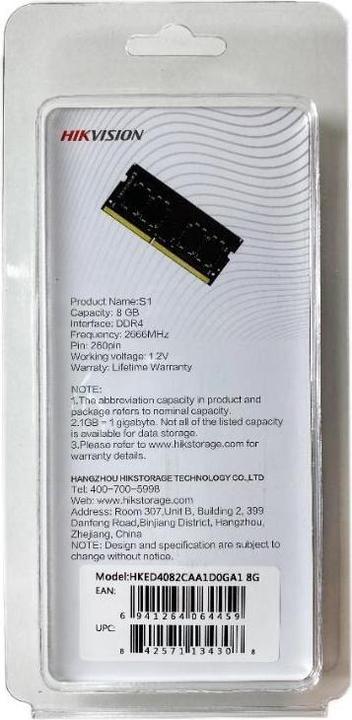 Actual product image Hikvision SODIMM DDR4 4GB 2666MHz CL19 (2666 MHz, DDR4-RAM, SO-DIMM)