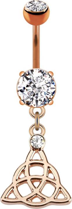 Immagine prodotto Star Piercing Banana in oro rosa con due sfere di cristallo e ciondolo in argento con nodo celtico (Ottone, Acciaio chirurgico 316L)