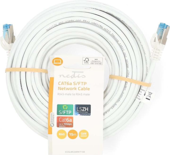Immagine prodotto Nedis Cavo di rete CAT6a | S/FTP | RJ45 maschio | RJ45 maschio | 15,0 m | Snagless | Round | LSZH | (S/FTP, CAT6a, 15 m)