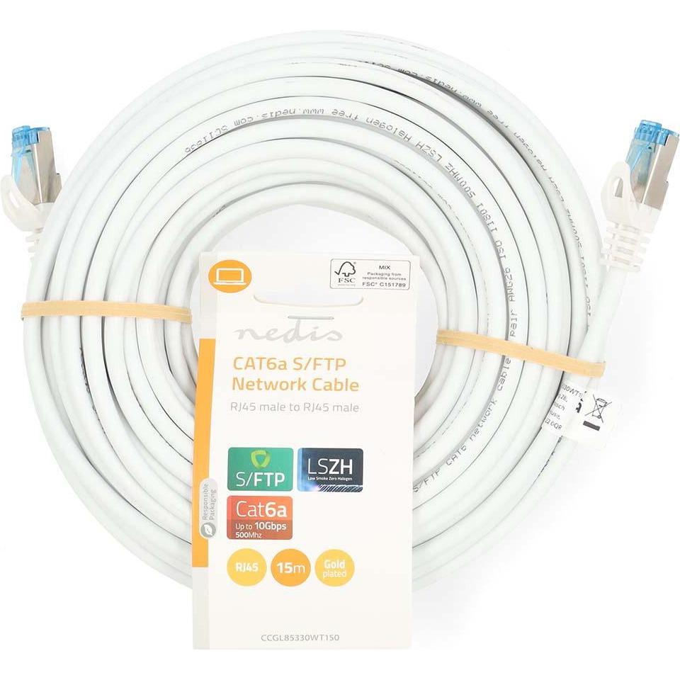 Thumbnail - Nedis CAT6a-Netzwerkkabel S/FTP RJ45 Stecker RJ45 Stecker 15.0 m Snagless Rund LSZH (S/FTP, CAT6a, 15 m), Netzwerkkabel