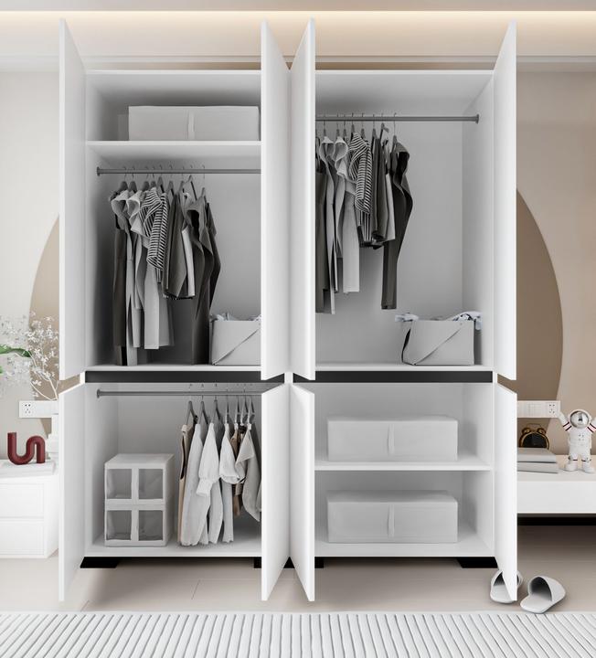 Image du produit Homitis Floransa 180 White Wardrobe (180 x 52 x 210 cm)