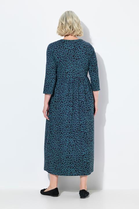 Produktbild Ulla Popken Jerseykleid, A-Linie, Tunika-Ausschnitt, 3/4-Arm, Taschen (60)