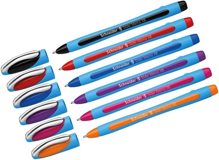 Actual product image Schneider Slider Memo Purple Stick Ballpoint Pen Extra Thick (e) (Assorted colours, 6 x)