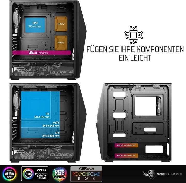 Produktbild Spirit Of Gamer Boitier ATX 8902RA CLONE 4 (ATX, mATX, Mini-ITX)