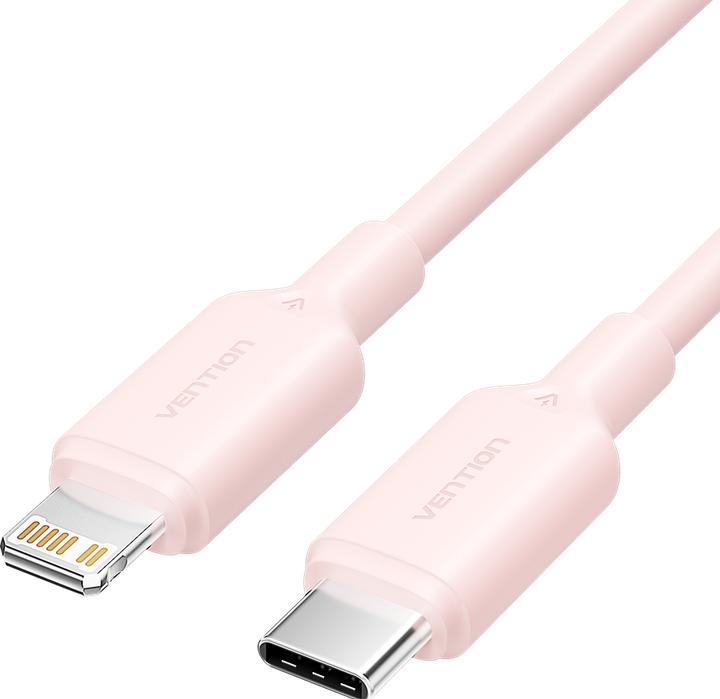 Produktbild Vention USB 2.0 Type-C Male to Lightning Male 3A Cable 1M Pink PVC Type (1 m, USB 2.0, 27 W)