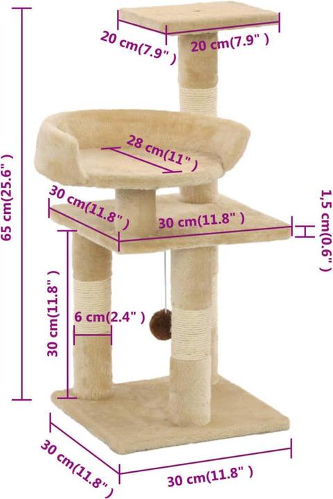 Produktbild vidaXL Kratzbaum (65 cm, Beige)