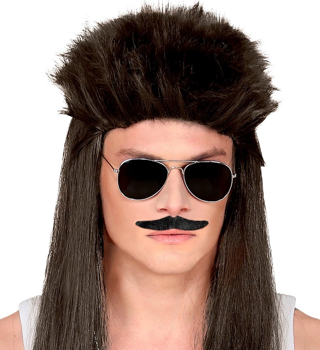 Actual product image Widmann Black moustache in various shapes self-adhesive 1 piece