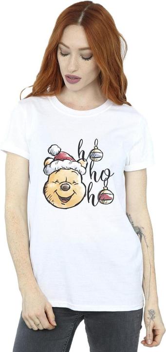 Actual product image Disney Womens/Ladies Winnie The Pooh Ho Ho Ho Baubles Cotton Boyfriend T-Shirt (XXL)