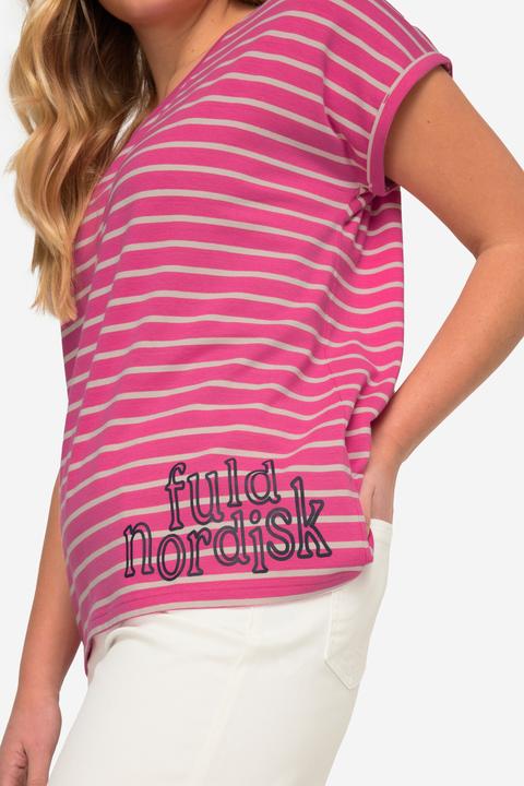 Actual product image Laurasøn Oversized Striped T-Shirt Crew Neck Short Sleeve (XL)