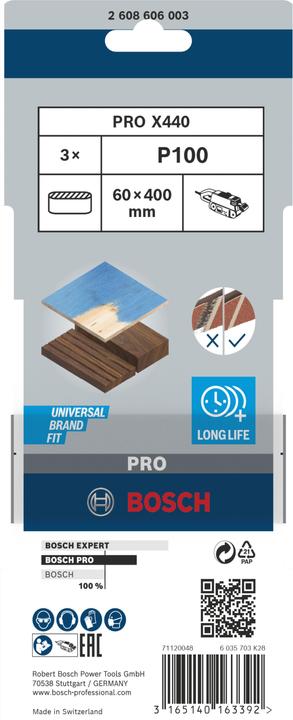 Energie-Label Bosch Professional Zubehör PRO X440 Schleifband, 60 x 400 mm, G100 (100)