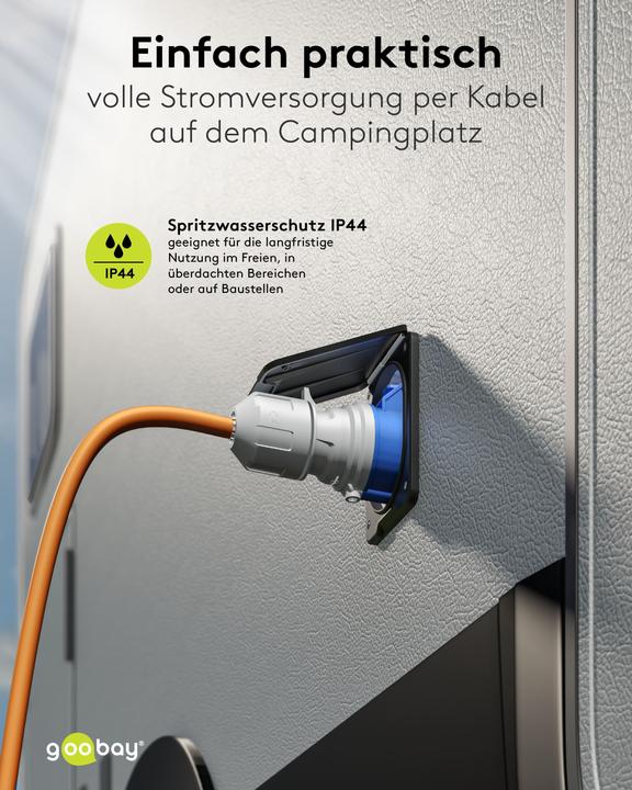 Produktbild Goobay CEE-Adapterleitung, Schutzkontakt-Stecker auf CEE-Kupplung (1.50 m, CEE 16/5)