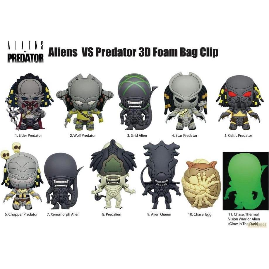 Monogram Int., Portachiavi, Alien vs. Predator 3D PVC-Taschenanhänger Display (24), Multicolore