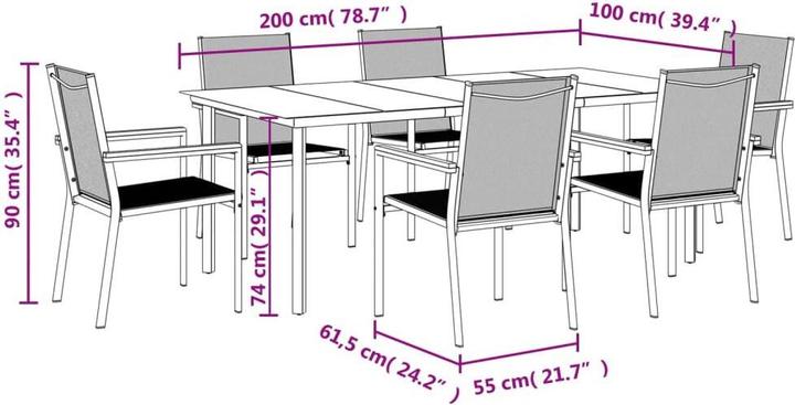 Produktbild vidaXL Garten Essgruppe (200 x 100 x 74 cm)