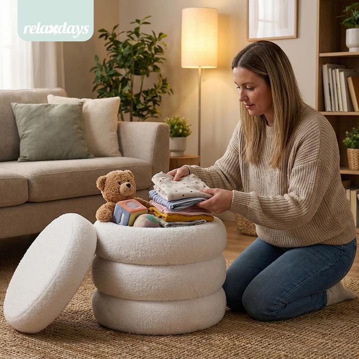 Produktbild Relaxdays Teddyfell-Hocker