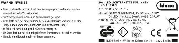 Produktbild Idena LED-Lichterkette 20er, warmw.,Innen/Aussen (3.90 m)