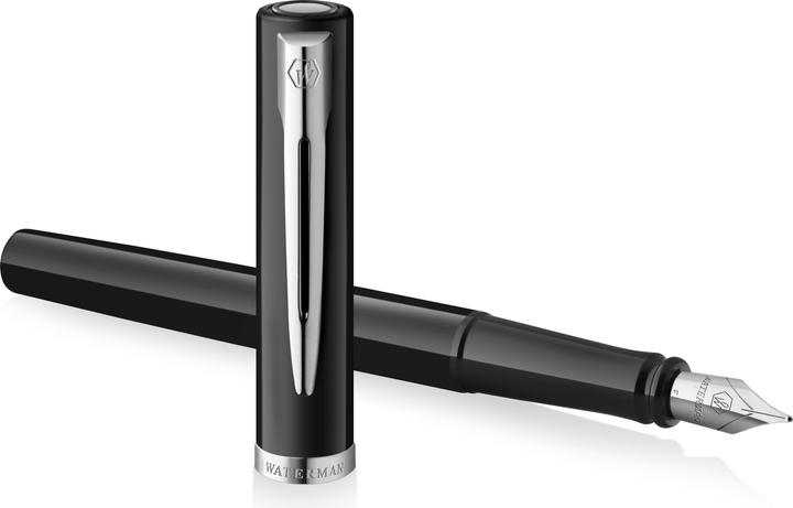 Actual product image Waterman Füllfederhalter IMPRESSION schwarzer Lack CT M Blau Geschenkbox (Black, Blue, 1x)