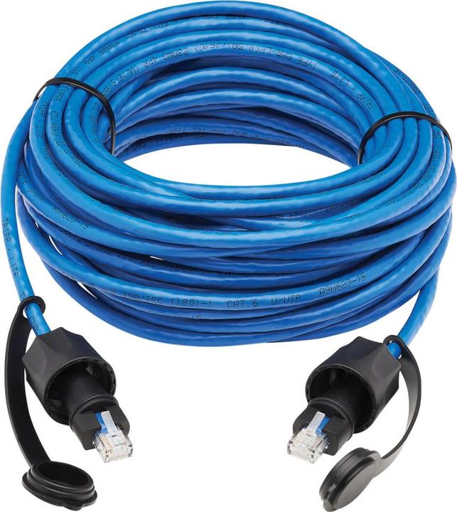Produktbild Eaton Industrial Cat6 UTP Ethernet Cable RJ45m/M 100W PoE CMR-LP IP68 Blue 50 ft. 15.24m (U/UTP, CAT6, 15.24 m)