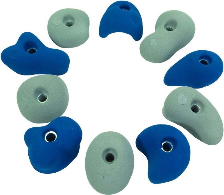 Produktbild Kletterbude Klettergriffe für Kinder Komplettset StarterKids Sprösslinge, made in Germany (Blau-Grau)