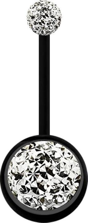 Actual product image Star Piercing Banane schwarz mit zwei Kristallkugeln silber Epoxy Schutzschicht (Plastic, without brass)