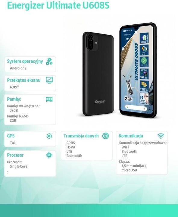 Actual product image Energizer Ultimate U608S Smartphone - Smartphone 2 GB RAM 32 GB 6.08 Inch 4G Dual Sim EU (Black) (32 GB, Black, 6.09", Dual SIM, 4G)