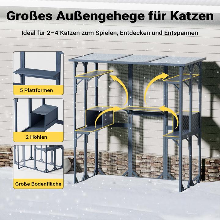Produktbild Wiltec Freilaufgehege Katzen 170x88x180cm Katzenfreigehege Holz Aussengehege