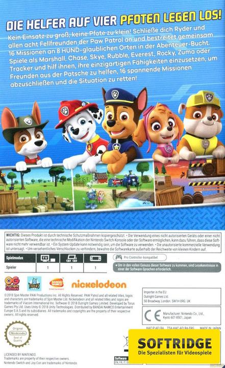 Actual product image Bandai Namco Paw Patrol: In action (Switch, DE)