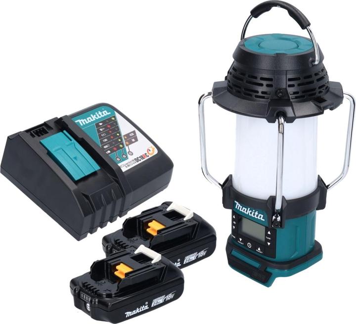 Actual product image Makita DMR 055 RA Battery radio 18 V FM with lantern 360° torch + 2x battery 2.0 Ah + charger (AM, FM)