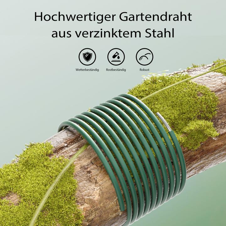 Produktbild Wiltec Gartendraht grün Ø2mm Bindedraht 50m Stahl verzinkt PVC Pflanzendraht (50 m)