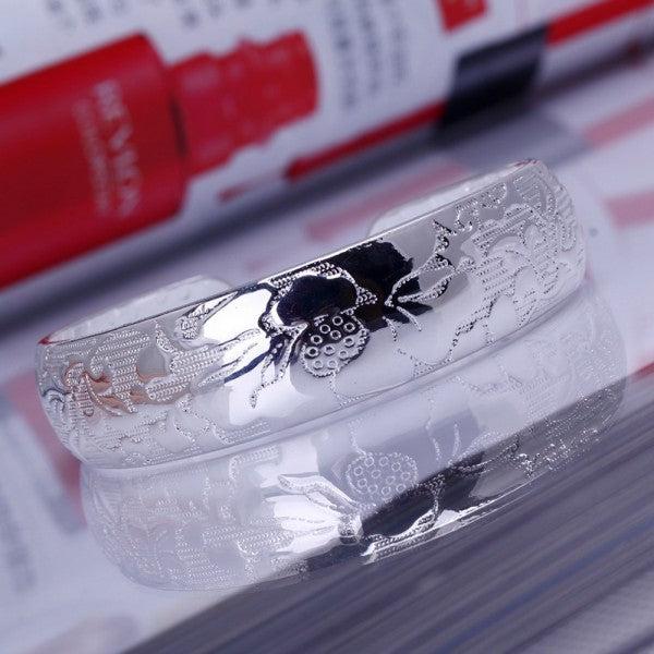 Immagine prodotto Hermex LUSSO Bracciale Bangle Placcato Platino Charms Zirconia - Platino (6 cm, Lega di rame-nichel)