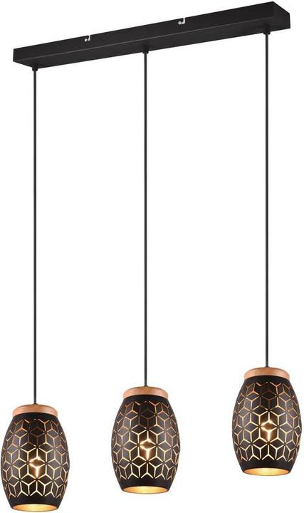 Actual product image Reality Bidar pendant light E27 triple ⌀15cm black-gold height-adjustable (E27)