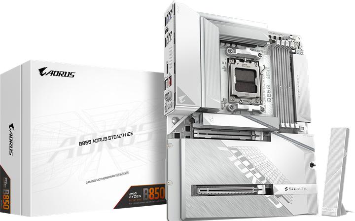 Produktbild Gigabyte B850 AORUS Stealth ICE (AM5, AMD B850, ATX)