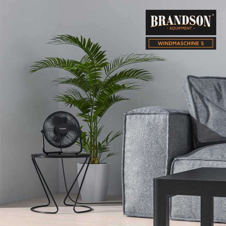 Produktbild Brandson Windmaschine 23,5cm Ø, Bodenventilator, Metall, neigbarerer Ventilator-Kopf, Lüfter, schwarz (55 dB)